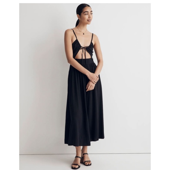 Madewell Tie-front Cut-out Cami Midi Dress NWT - Picture 1 of 5